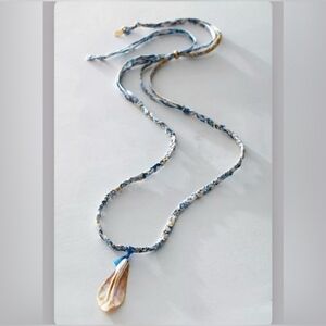 NWT- Free People X Ariana Ost , The Era Strand Necklace, Blue/White/Shell - NEW!
